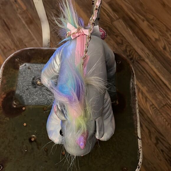 1 LEFT! Olly & Me Mermaid Silver Unicorn Plush Bag - Picture 3 of 9